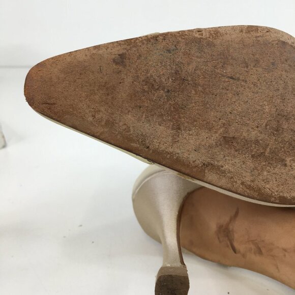 Manolo Blahnik Golden Cap Toe Ankle Strap Pumps Size 37.5 - Picture 11 of 15